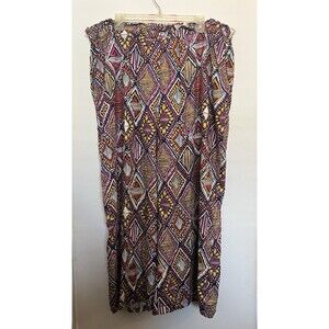 K Jordan Women's Multicolor Geometric Elastic Waist Tribal Boho Pants Plus 2X